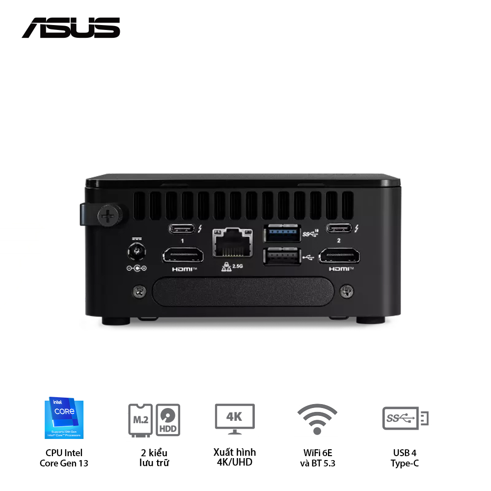 Bộ Mini PC ASUS Intel NUC13 PRO Tall RNUC13ANHi3 ( i3-1315U/ 2xDDR4-3200 / 3xNVMe, SATA/ 2x HDMI 2.1/2x DP 1.4a/ VESA MOUNT ) ảnh 3