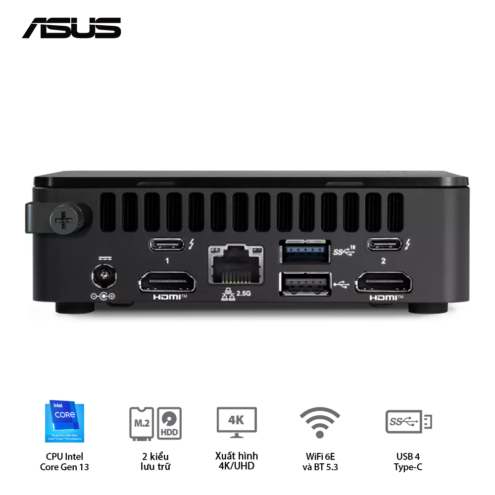 Bộ Mini PC ASUS Intel NUC13 PRO Tall RNUC13ANHi3 ( i3-1315U/ 2xDDR4-3200 / 3xNVMe, SATA/ 2x HDMI 2.1/2x DP 1.4a/ VESA MOUNT ) ảnh 4
