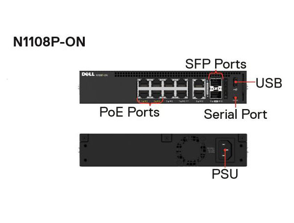 N1108EP-ON Dell EMC 8 Ports PoE+ 137W, 2 Combo Uplink ảnh 4