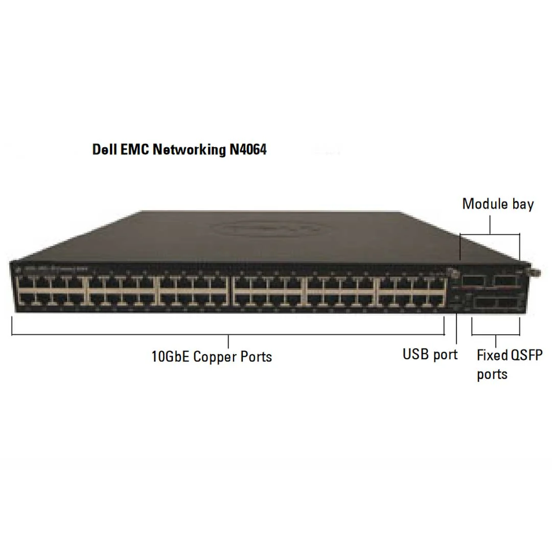 N4064 Dell EMC PowerSwitch 48 Ports 10GE RJ45, 2 QSFP+, 1 Expansion Module ảnh 2