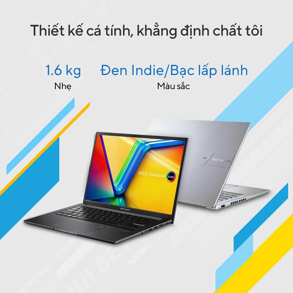 Laptop Asus Vivobook 14 OLED A1405VA-KM095W (Core i5-13500H | 16GB | 512GB | Intel Iris Xe | 14 inch 2.8K OLED | Win 11 | Bạc) ảnh 1