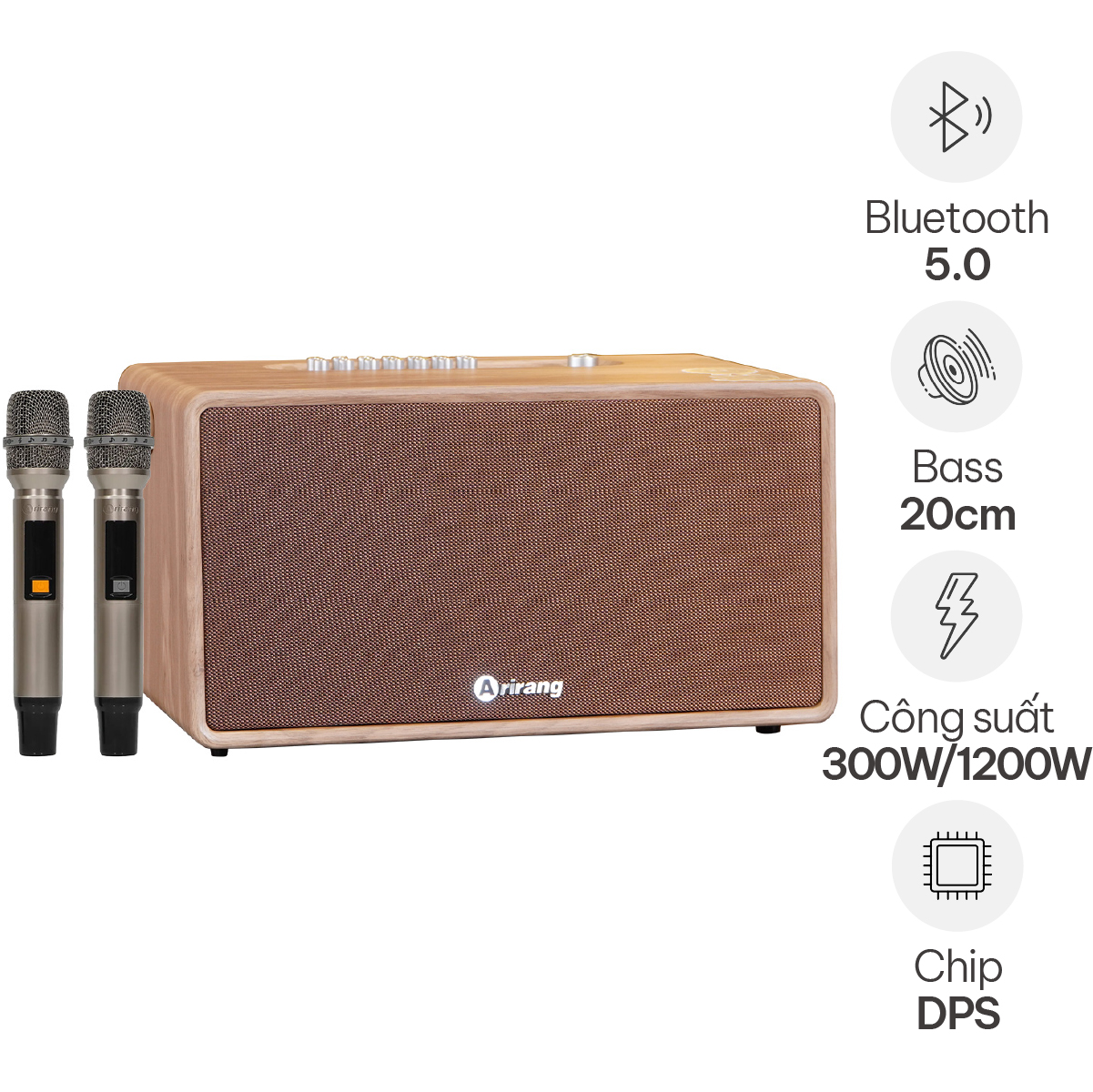 Loa xách tay Arirang MB2iw - New 2025 (bass 20cm, 300W/1200W, kèm 2 micro ) ảnh 1