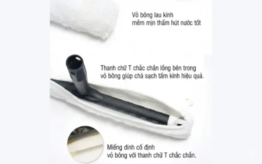 Bộ lau kính ChaoBao 35cm, bông thỏ có thể thay thế, cán có thể nối dài, dụng cụ lau kính cao cấp ảnh 2