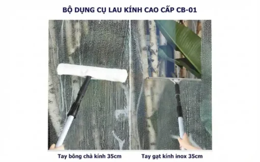 Bộ lau kính ChaoBao 35cm, bông thỏ có thể thay thế, cán có thể nối dài, dụng cụ lau kính cao cấp ảnh 3