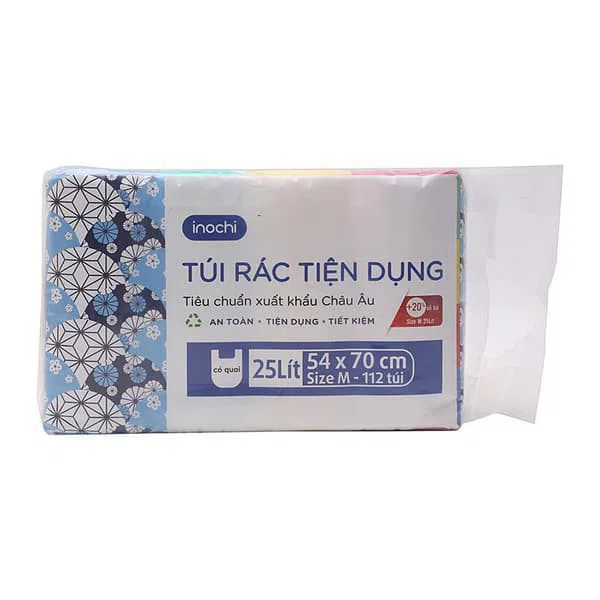 Lô 4 túi rác màu tiện dụng có quai Inochi 54 x 70 cm (112 túi)