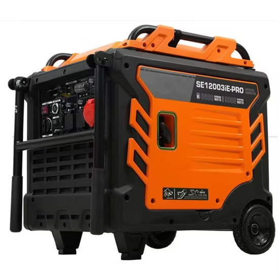 Máy phát điện ba pha điện áp kép 458cc 8kw 380V, công suất tối đa 9kw 220V, máy phát điện biến tần một pha có bánh xe và tay cầm ảnh 2
