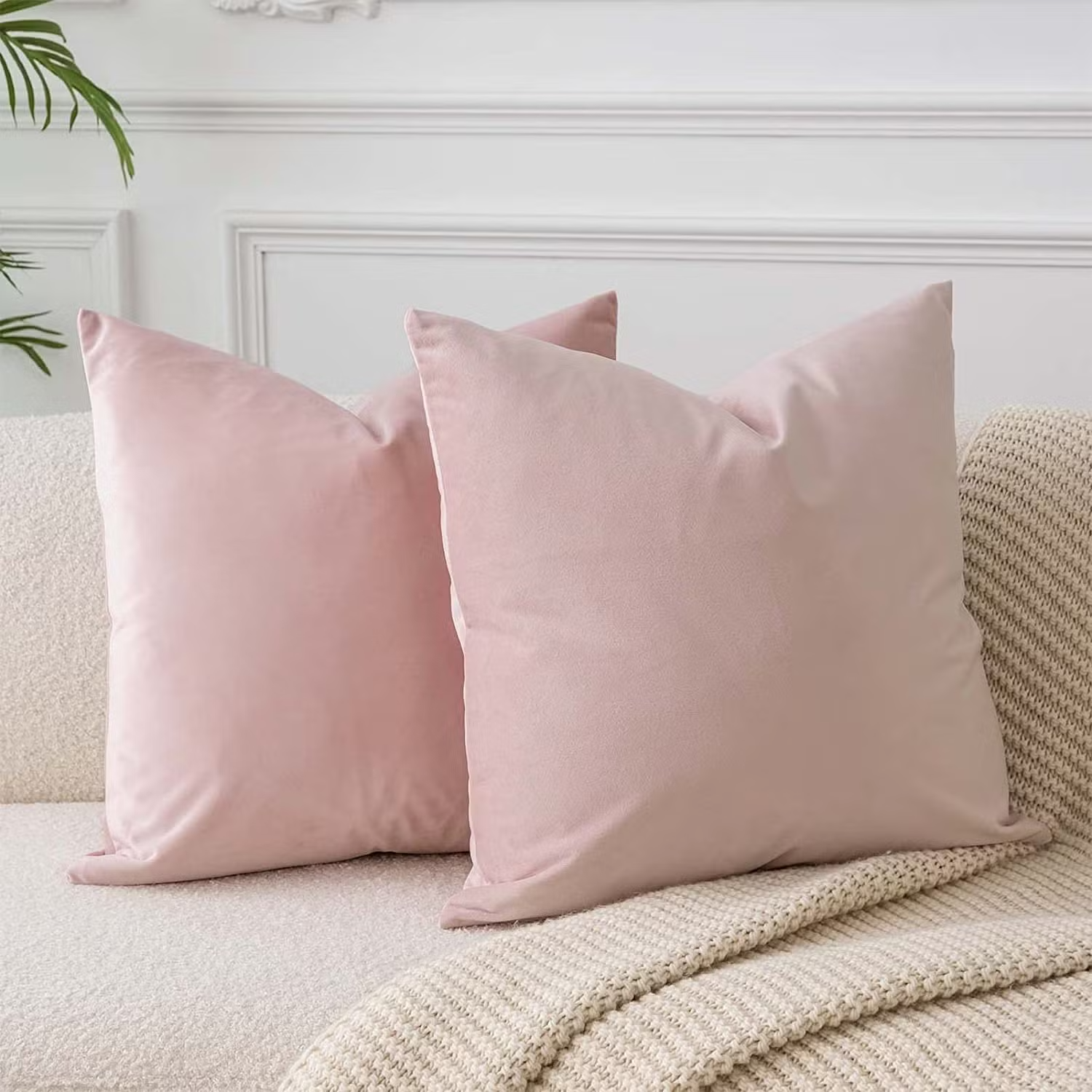 Gối trang trí vuông nhung sang trọng cho ghế sofa