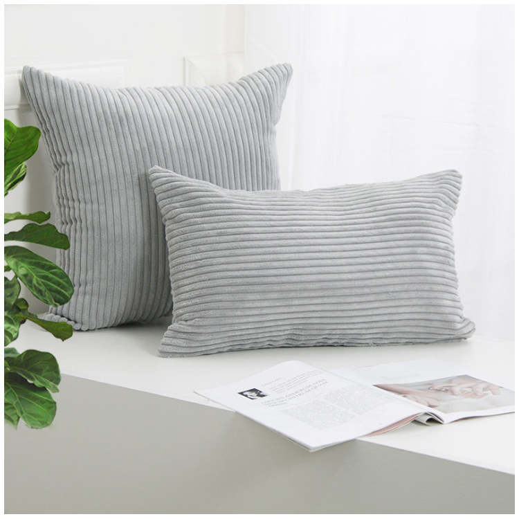 Gối sofa/giường đơn giản bằng vải nhung kẻ sọc dọc ảnh 5