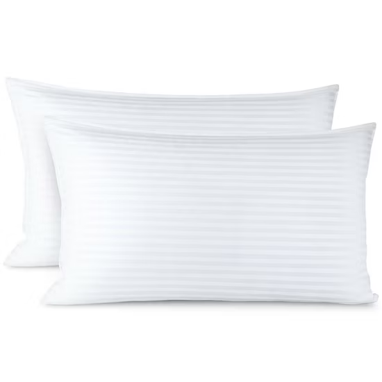 Gối ngủ kẻ sọc bằng vải microfiber màu trắng, gối khách sạn