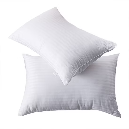 Gối ngủ kẻ sọc bằng vải microfiber màu trắng, gối khách sạn ảnh 2
