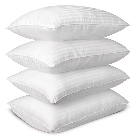 Gối ngủ kẻ sọc bằng vải microfiber màu trắng, gối khách sạn ảnh 4