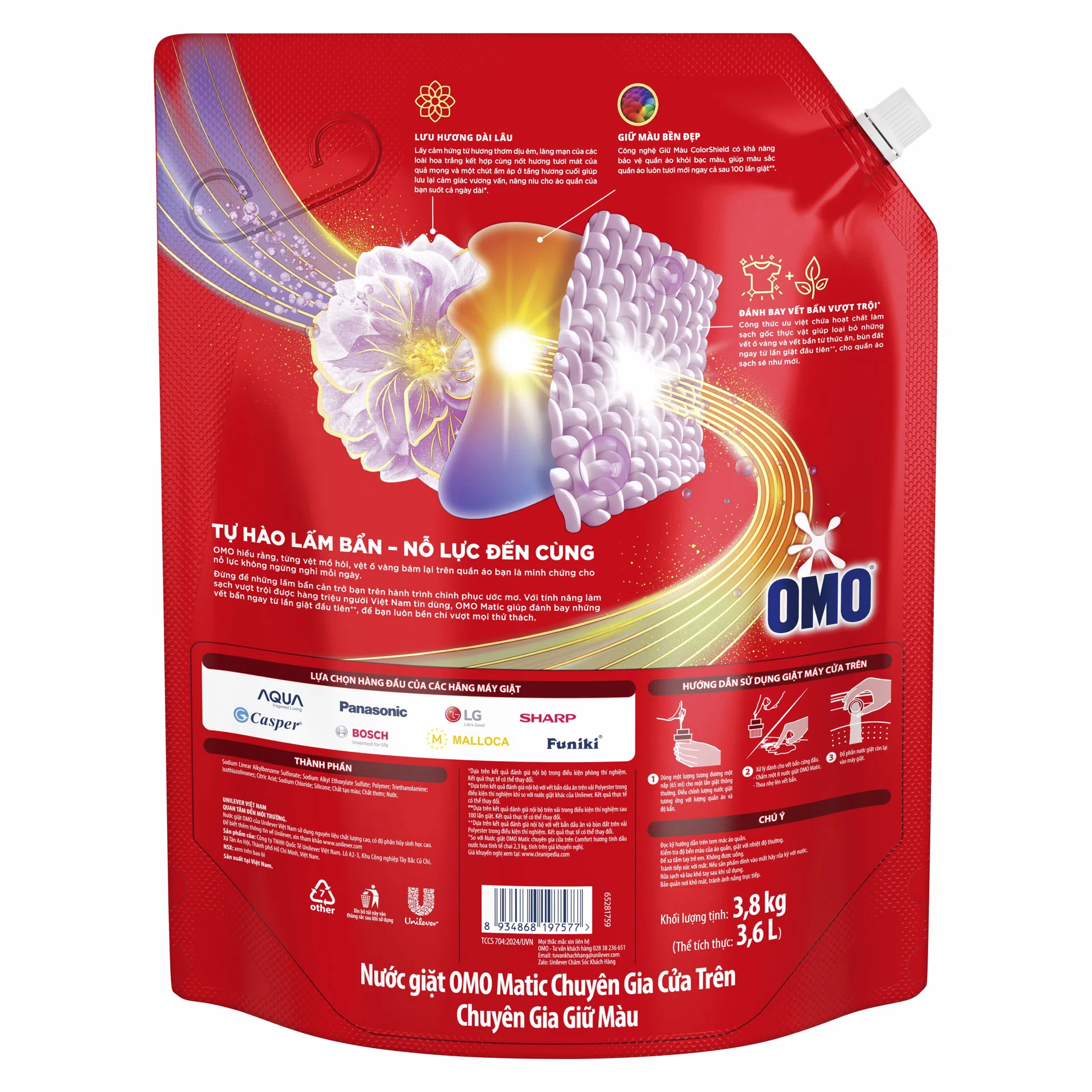 Nước giặt OMO cửa trên Giữ màu 3.8kg ảnh 2