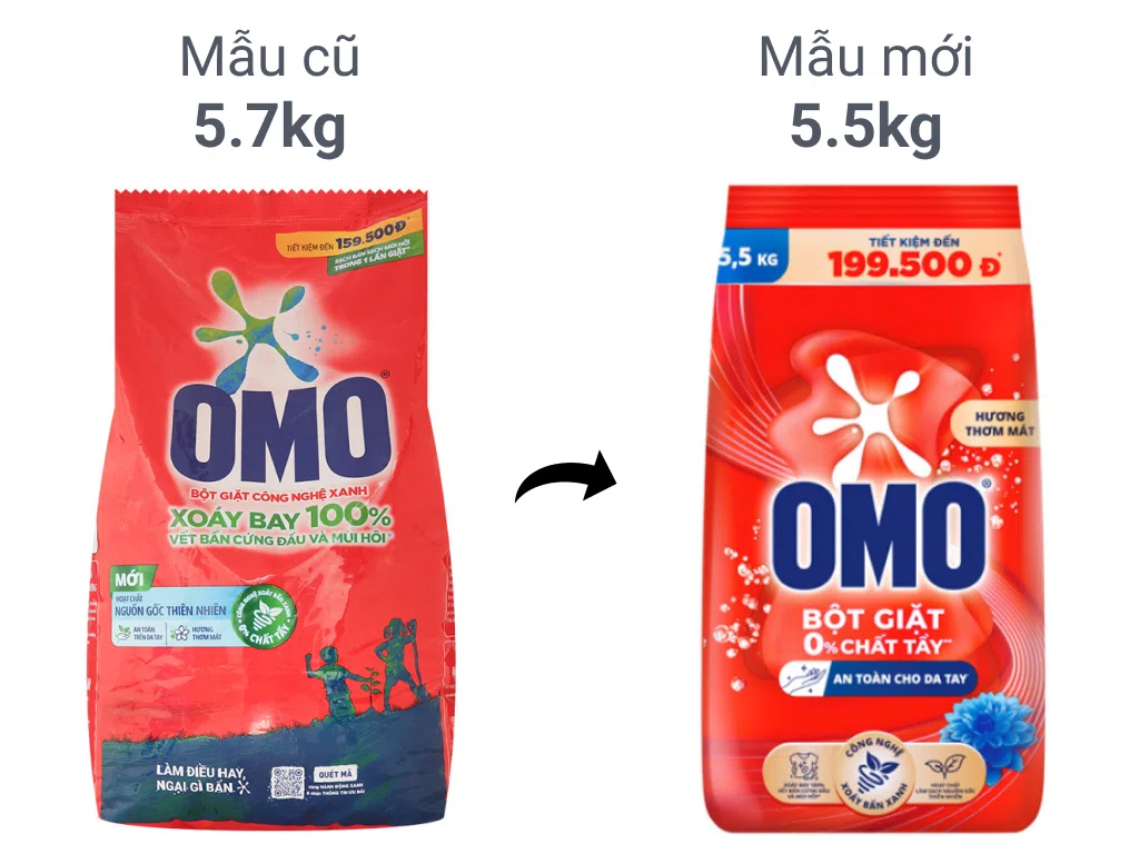Bột giặt OMO công nghệ giặt xanh giúp xoáy bay vết bẩn loại bỏ mùi hôi túi 5.5kg ảnh 2