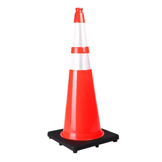 Cọc phân làn giao thông bằng nhựa PVC phản quang màu cam, cao 36 inch, chịu lực cao ảnh 2
