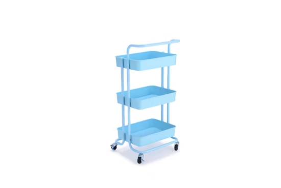 Xe đẩy nhà bếp 3 tầng bằng thép chất lượng cao có tay cầm và giá để đồ ảnh 3