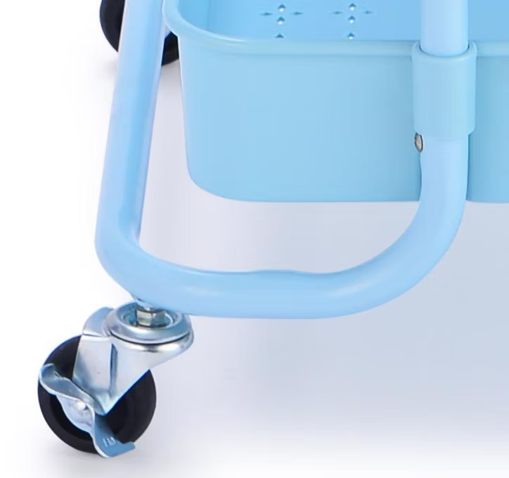 Xe đẩy nhà bếp 3 tầng bằng thép chất lượng cao có tay cầm và giá để đồ ảnh 4