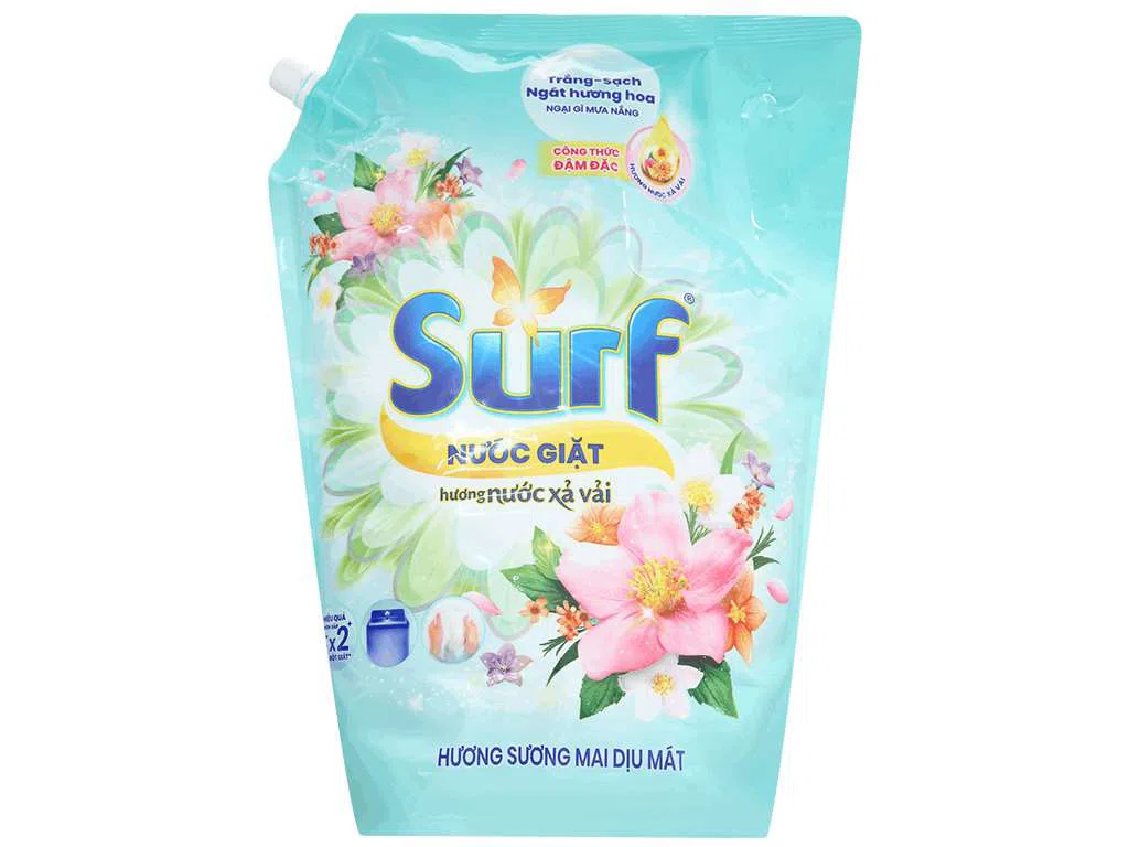 Nước giặt Surf đậm đặc hương sương mai dịu mát túi 3.3 kg