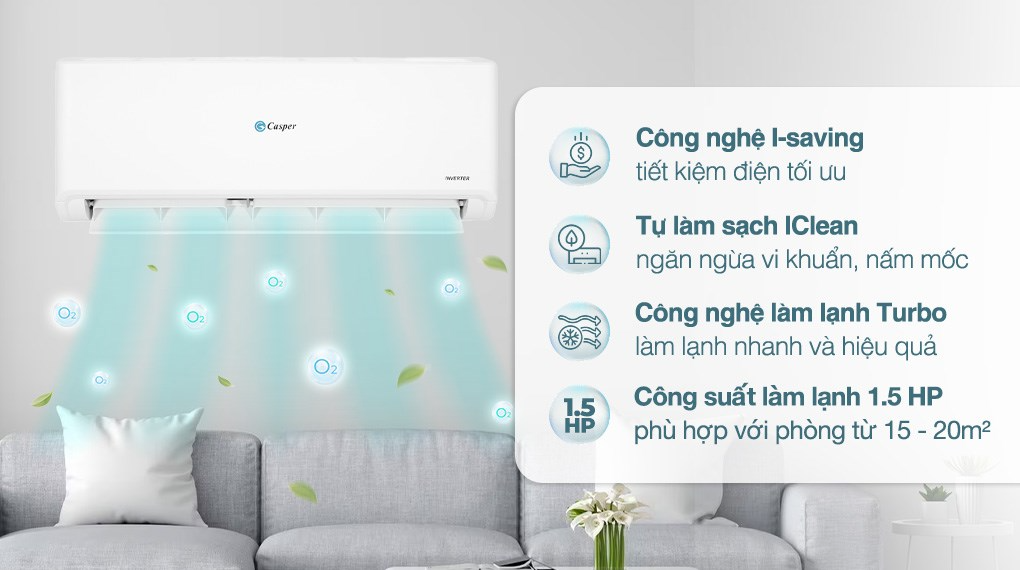 Máy lạnh Casper Inverter 1.5 HP GC-12IS35 ảnh 5