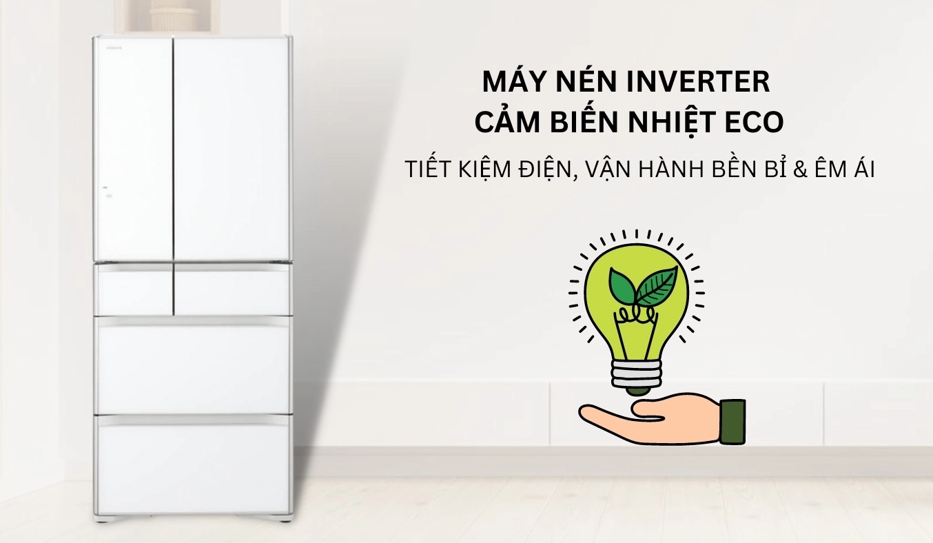 Tủ lạnh Hitachi Inverter 615 lít R-WX620KV (XW) ảnh 4