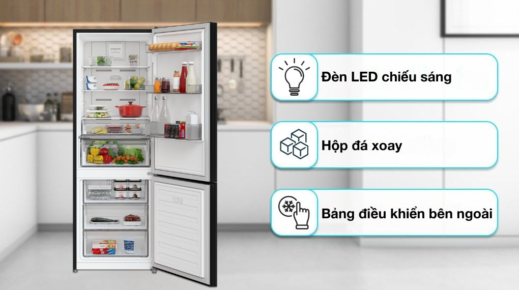 Tủ lạnh Hitachi Inverter 323 lít HRBN6340DGBKVN ảnh 3