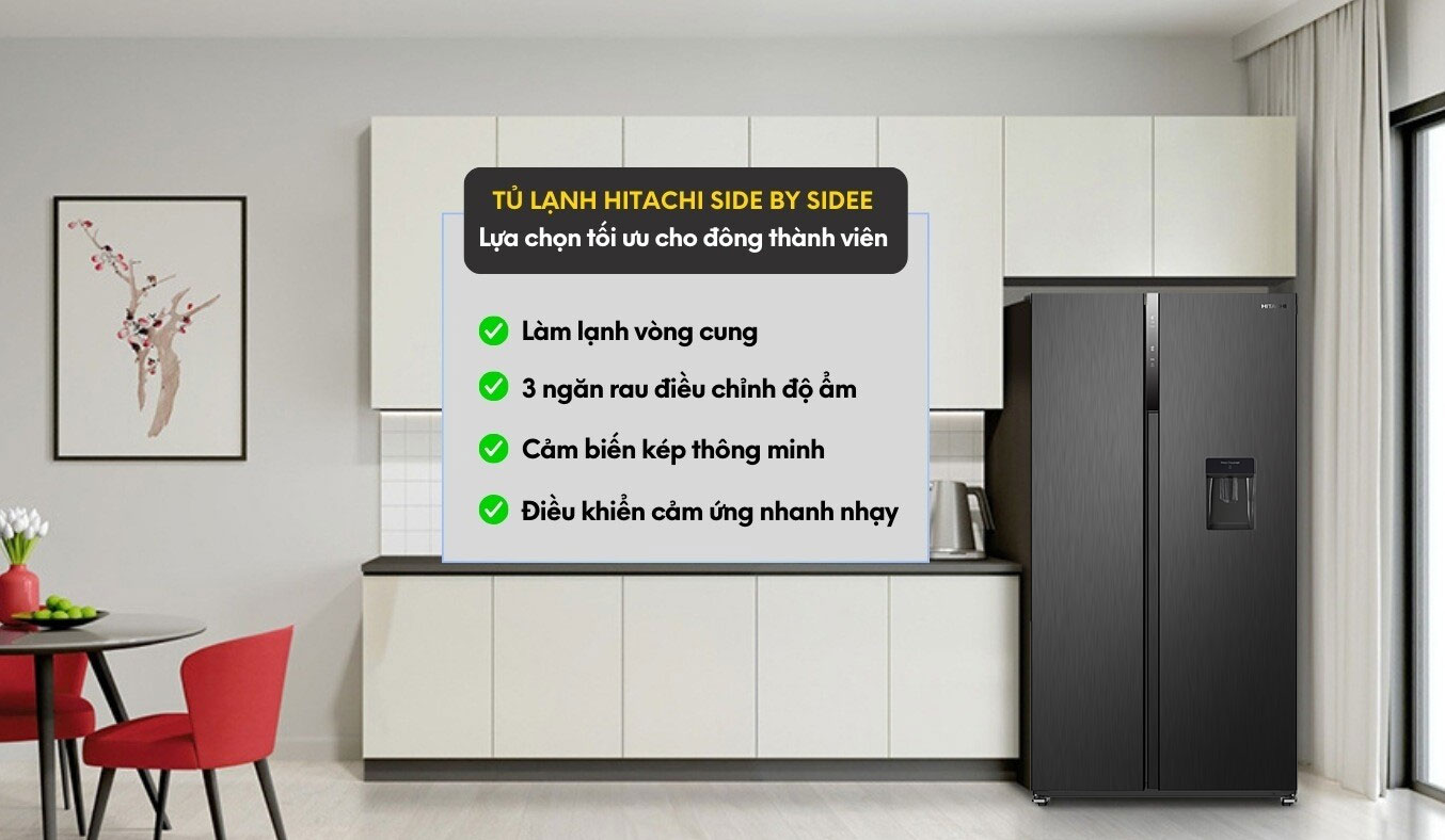 Tủ lạnh Hitachi Side by Side 525L HRSN9552DWDXVN ảnh 5
