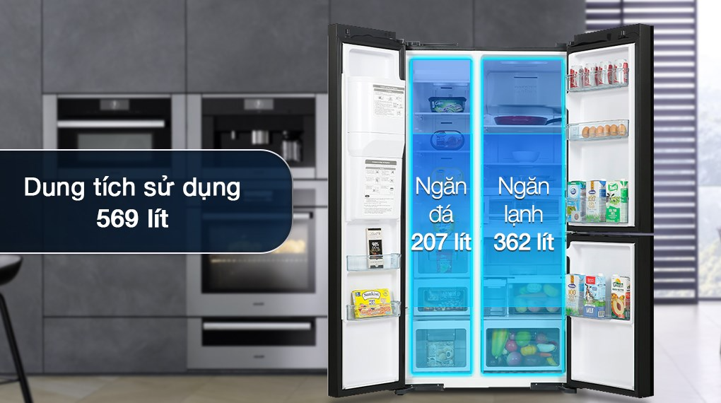 Tủ lạnh Hitachi Inverter 569 lít Side By Side R-MX800GVGV0 GBK ảnh 5
