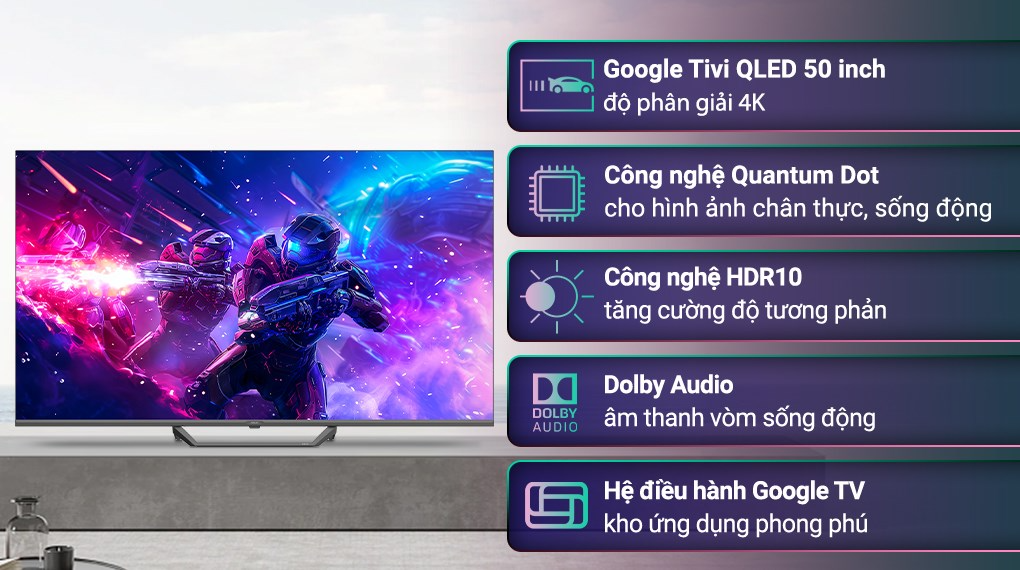 Google Tivi QLED Aqua 4K 50 inch AQT50S80EUX ảnh 5