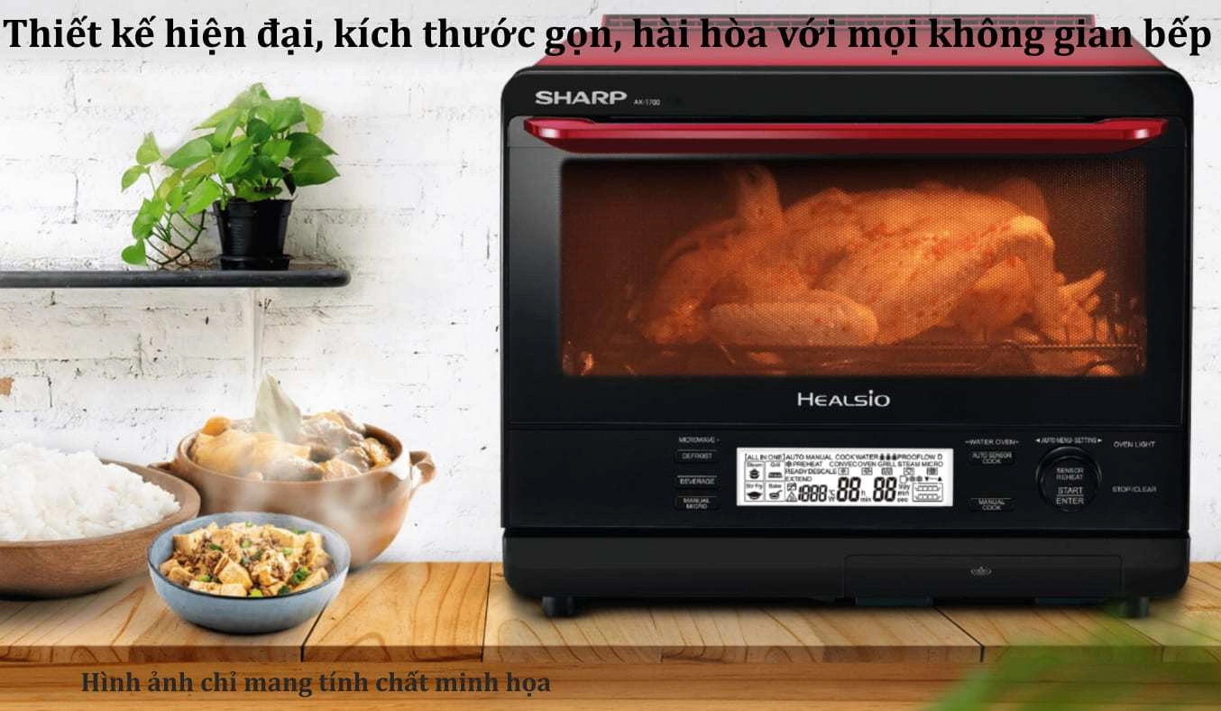 Lò vi sóng hơi nước siêu nhiệt có nướng Sharp 31 lít AX-1700VN ảnh 3